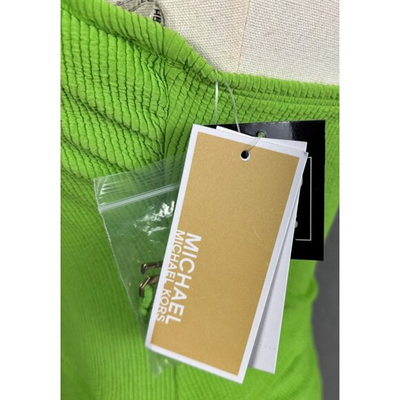 Michael Kors Women's Green Apple One-Shoulder Ribbed Swimsuit Lined 12 NWT's. - Picture 6 of 8
